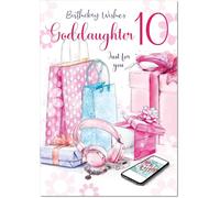 doodlecards Goddaughter 10th Birthday Card Age 10 Present Pile