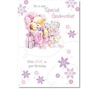 doodlecards Godmother Birthday Card Cute Teddy Bear Story