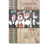 doodlecards Godson Birthday Card Bowling