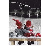 doodlecards Gran Christmas Card Couple at Night Medium Size Christmas Card for Gran with Plain Envelope