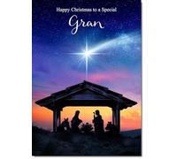 doodlecards Gran Christmas Card Nativity Scene Large A4 Size Christmas Card for Gran with Plain Envelope