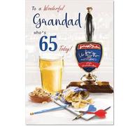 doodlecards Grandad 65th Birthday Card Age 65 Draft Beer