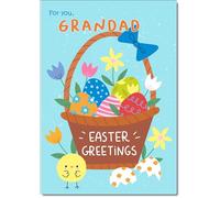 doodlecards Grandad Easter Card Basket of Eggs, Brown Basket of Eggs