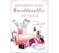 doodlecards Granddaughter Birthday Card Make-up Large A4 Size with Plain Envelope