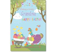 doodlecards Grandma Easter Card Hen with Eggs Medium Size with Plain Envelope