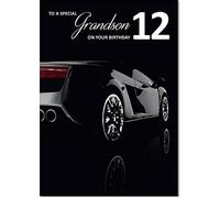 doodlecards Grandson 12th Birthday Card Medium Size with Plain Envelope