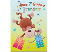 doodlecards Grandson 7th Birthday Card Age 7 Monkey Medium Size with Plain Envelope