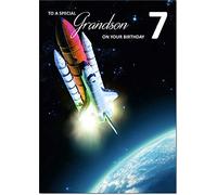 doodlecards Grandson 7th Birthday Card Medium Size with Plain Envelope