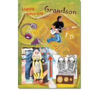 doodlecards Grandson Birthday Card Grunge and Skateboarding