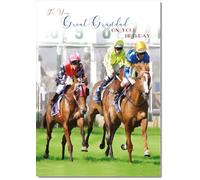 doodlecards Great Grandad Birthday Card Horse Racing