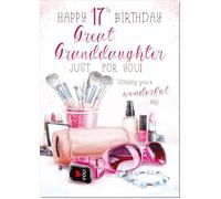 doodlecards Great Granddaughter 17th Birthday Card Age 17 Make-up