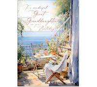 doodlecards Great Granddaughter Birthday Card Amalfi Coast Medium Size with Plain Envelope