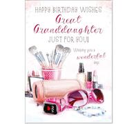 doodlecards Great Granddaughter Birthday Card Make-up Large A4 Size with Plain Envelope
