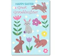doodlecards Great Granddaughter Easter Card Happy Bunnies Medium Size with Plain Envelope