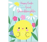 doodlecards Great Granddaughter Easter Card Yellow Girl Chick Medium Size with Plain Envelope