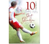 doodlecards Great Grandson 10th Birthday Card Age 10 Football