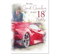 doodlecards Great Grandson 18th Birthday Card Age 18 Supercar