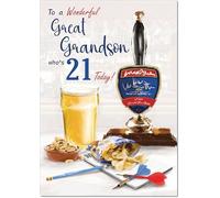 doodlecards Great Grandson 21st Birthday Card Age 21 Draft Beer