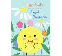 doodlecards Great Grandson Easter Card Yellow Boy Chick Medium Size with Plain Envelope