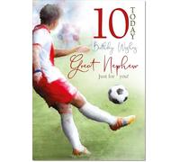 doodlecards Great Nephew 10th Birthday Card Age 10 Football | Medium Size. Includes Plain Envelope for Sending. Printed in the UK on Thick Italian Board. Eco Friendly 100% Recyclable.