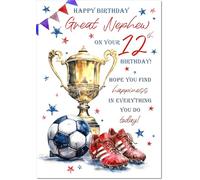 doodlecards Great Nephew 12th Birthday Card Age 12 Footballer's Trophy