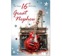 doodlecards Great Nephew 16th Birthday Card Age 16 Guitar