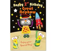 doodlecards Great Nephew 2nd Birthday Card Age 2 Space Robot