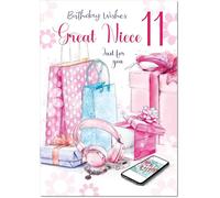 doodlecards Great Niece 11th Birthday Card Age 11 Present Pile