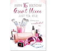 doodlecards Great Niece 16th Birthday Card Age 16 Make-up