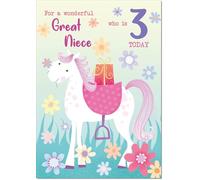 doodlecards Great Niece 3rd Birthday Card Age 3 Colouring Unicorn Horse