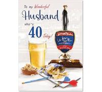 doodlecards Husband 40th Birthday Card Age 40 Draft Beer