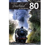 doodlecards Husband 80th Birthday Card Medium Size with Plain Envelope