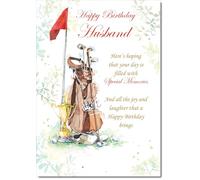 doodlecards Husband Birthday Card Golf Bag