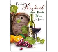 doodlecards Husband Birthday Card Wine Vineyard Medium Size with Plain Envelope