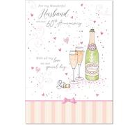 doodlecards Husband Diamond 60th Wedding Anniversary Card Champagne, 21x15cm