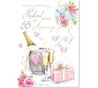 doodlecards Husband Emerald 55th Wedding Anniversary Card Champagne Bucket