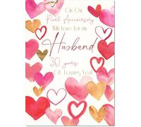 doodlecards Husband Pearl 30th Wedding Anniversary Card Love Hearts