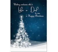 doodlecards Like a Dad Christmas Card Blue Abstract Christmas Tree Large A4 Size Christmas Card for Like a Dad with Plain Envelope