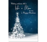 doodlecards Like a Mum Blue Abstract Christmas Tree Medium Size Christmas Card with Plain Envelope