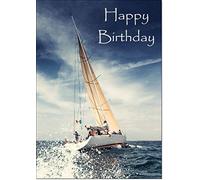 doodlecards Male Happy Birthday Sailing Boat Birthday Card Medium Size with Plain Envelope