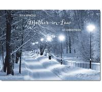 doodlecards Mother in Law Christmas Card Snowy Street Scene Large A4 Size Christmas Card for Mother in Law with Plain Envelope