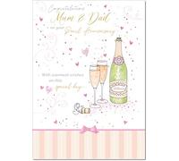 doodlecards Mum and Dad Pearl 30th Wedding Anniversary Card Champagne Medium Size with Plain Envelope