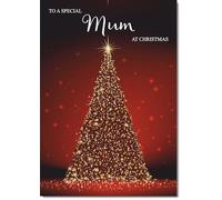 doodlecards Mum Christmas Card Red Christmas Tree Large A4 Size Christmas Card for Mum with Plain Envelope