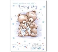 doodlecards Naming Day Card Baby Boy Cute Teddy Medium Size with Plain Envelope