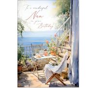 doodlecards Nan Birthday Card Amalfi Coast Large A4 Size with Plain Envelope