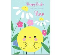 doodlecards Nan Easter Card Yellow Girl Chick Medium Size with Plain Envelope