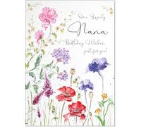 doodlecards Nana Birthday Card Wildflowers Spring Flowers Large A4 Size with Plain Envelope