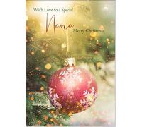 doodlecards Nana Christmas Card Christmas Tree Bauble Medium Size Christmas Card for Nana with Plain Envelope