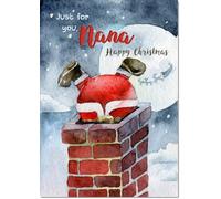 doodlecards Nana Christmas Card Santa Chimney Medium Size Christmas Card for Nana with Plain Envelope
