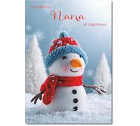 doodlecards Nana Christmas Card Snowman Medium Size Christmas Card for Nana with Plain Envelope